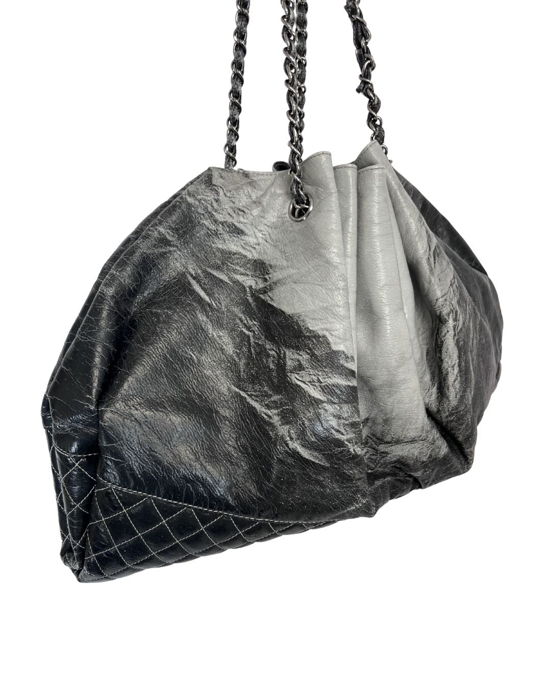 CHANEL Melrose Degrade Cabas Gray Leather Tote Bag