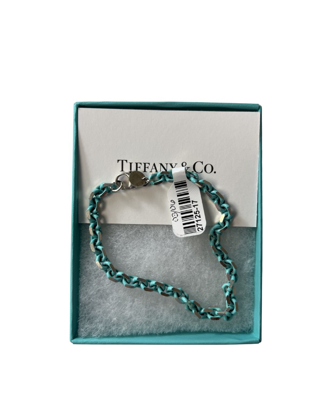 TIFFANY & CO. Blue Enamel Sterling Silver Chain Link Bracelet