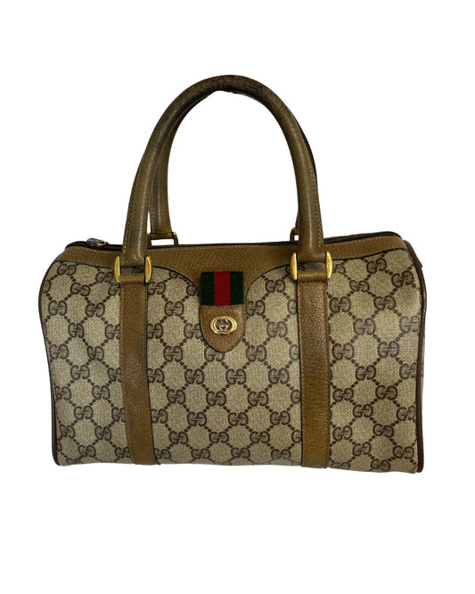 GUCCI Vintage GG Supreme Sherry Line Boston Bag