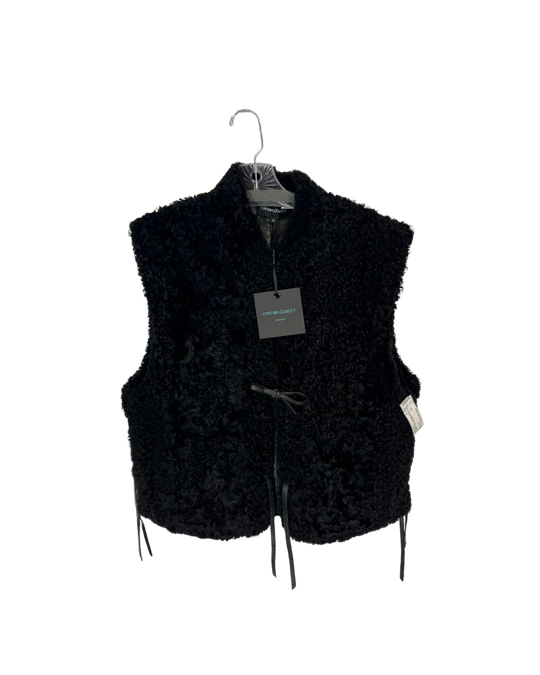 CYNTHIA ROWLEY Black Faux Fur Vest (Size M)