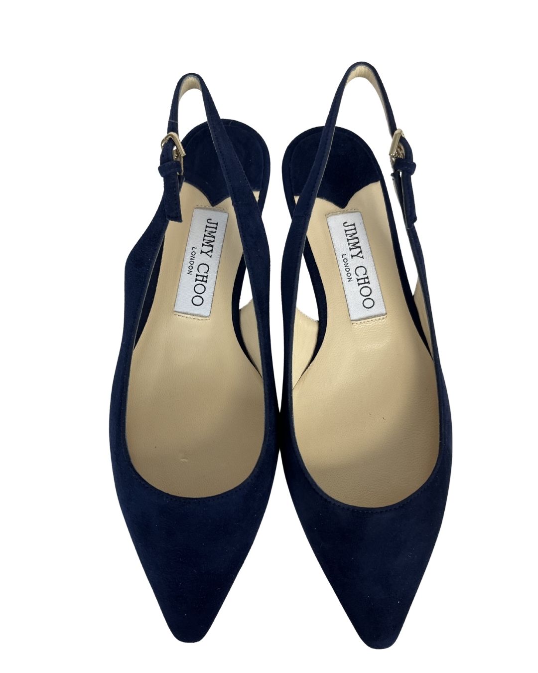 JIMMY CHOO Erin Navy Blue Slingback Flats (Size 6.5)