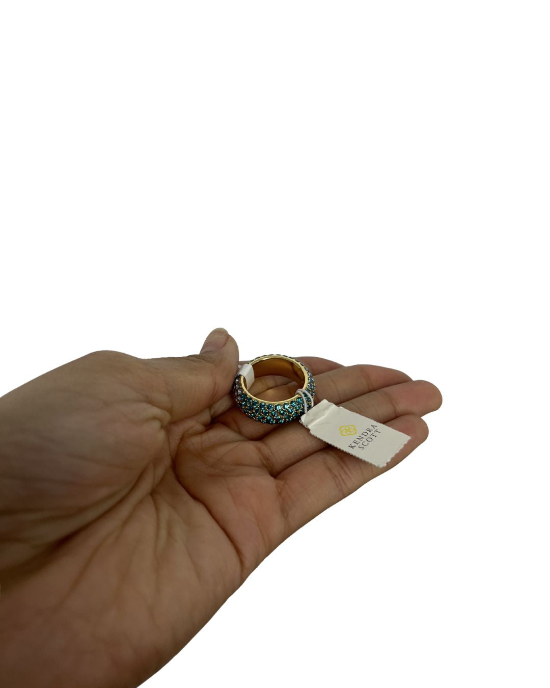 KENDRA SCOTT Mikki Pave Green Gemstone Band Ring