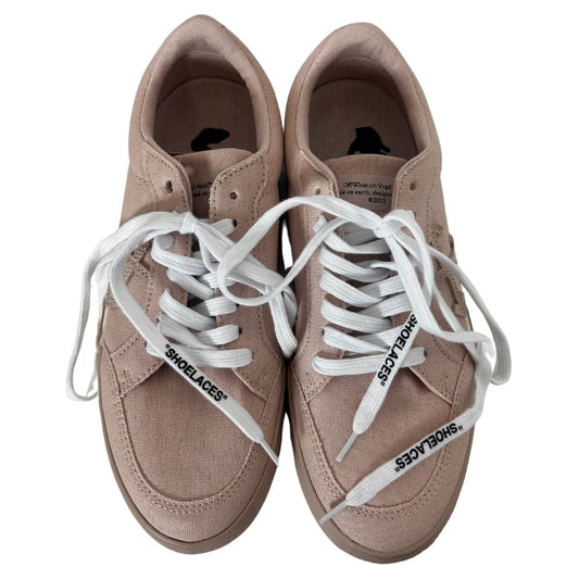Off-White Canvas Sneakers – Blush with White Stripe Soles (Size 8.5, With Dust Bag)