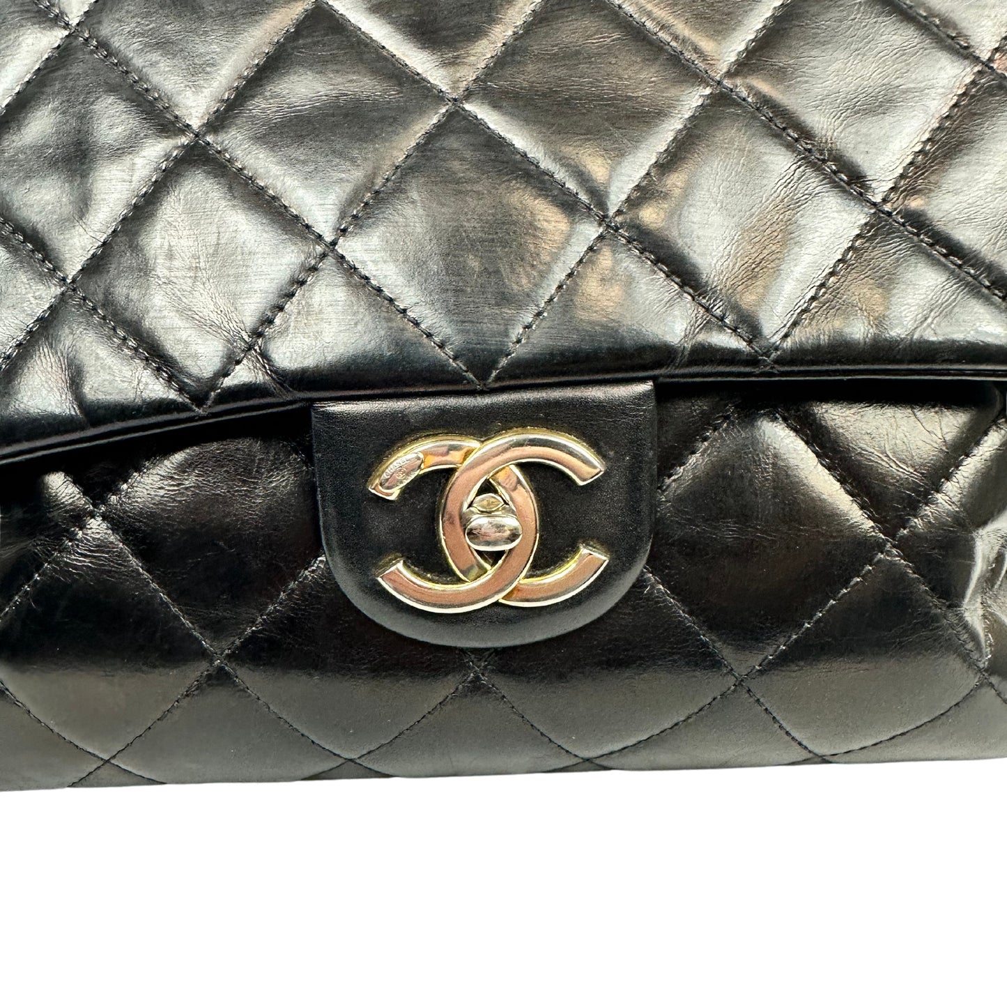 CHANEL Large Calfskin Quilted Top Handle Flap Bag