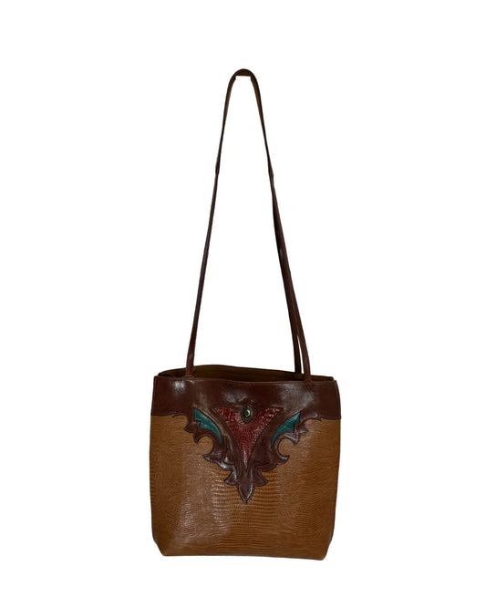 CONRAD Vintage Brown Leather Western Crossbody Purse