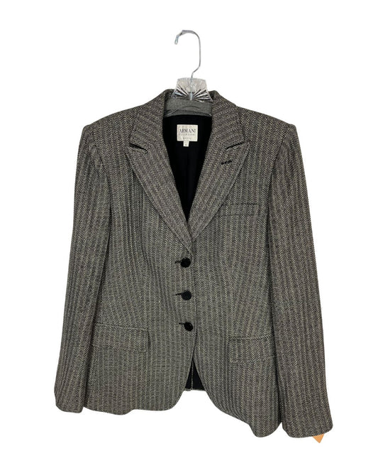 front view of Armani black and white tweed blazer