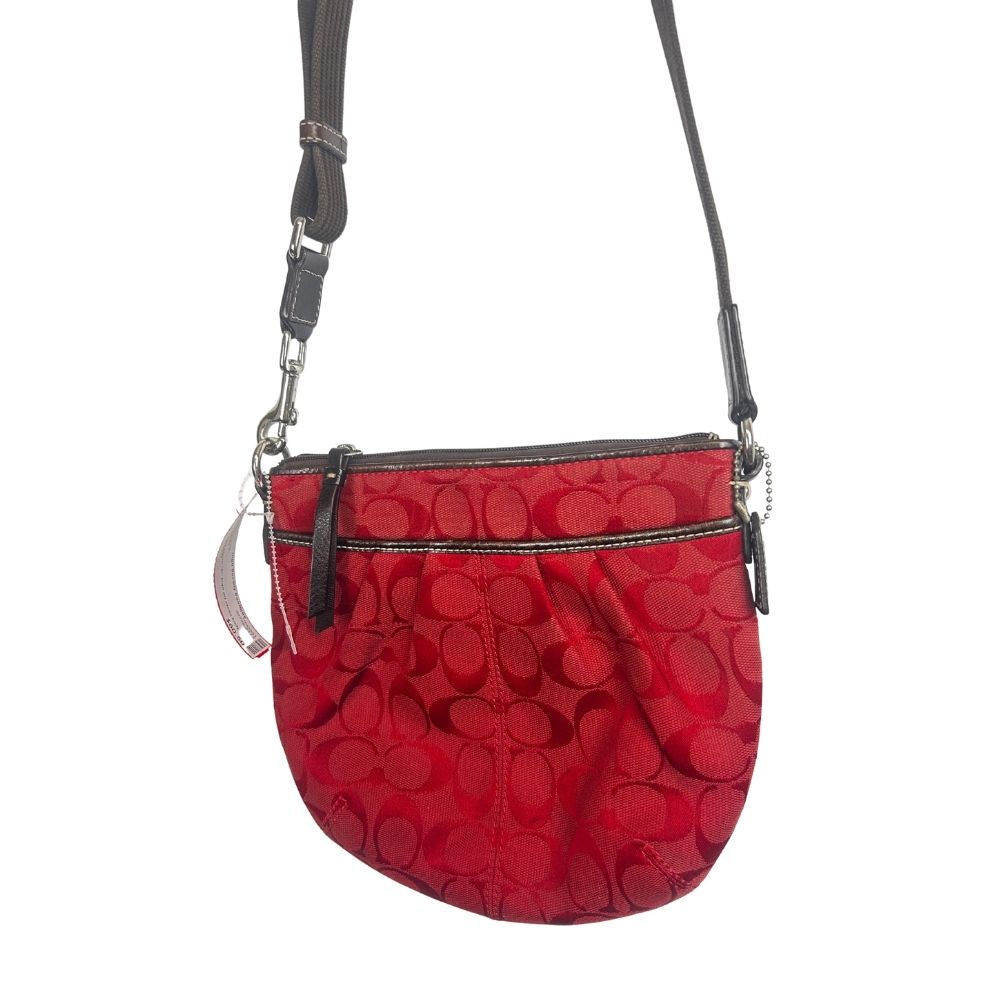 Coach Half Moon "C" Logo Print Red Crossbody Bag 