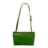 Carolina Herrera Vintage Green Faux Alligator Skin Handbag