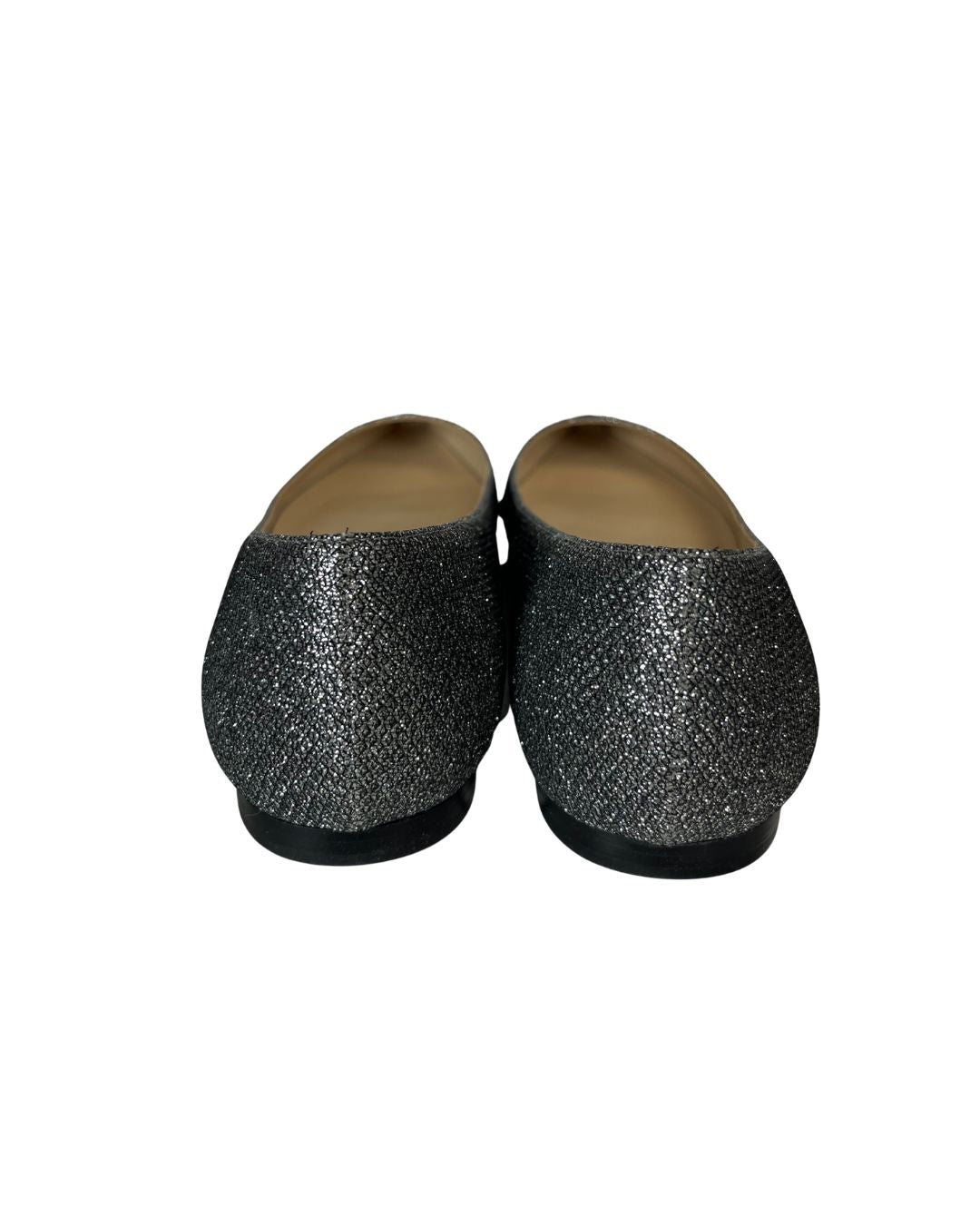 Back heel view of glitter heels