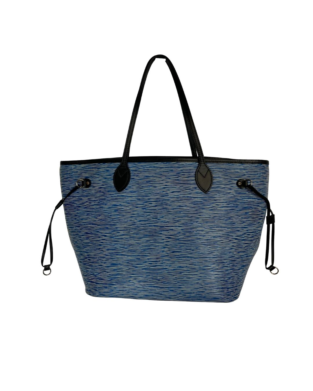 Back view of Louis Vuitton blue leather tote bag