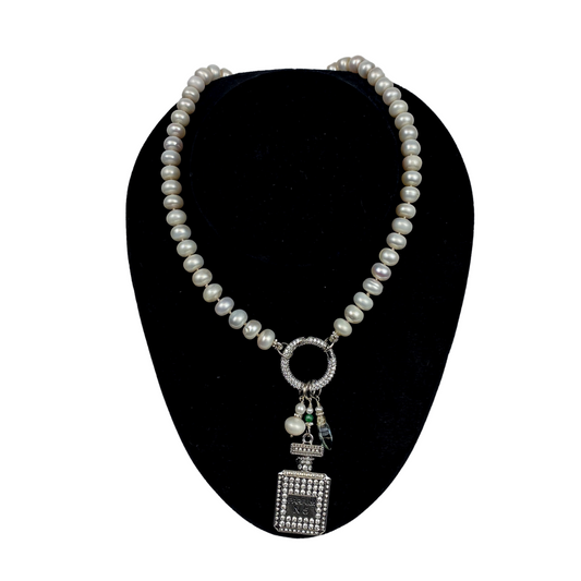 PEARLGURL Freshwater Pearl Chanel Charm Necklace