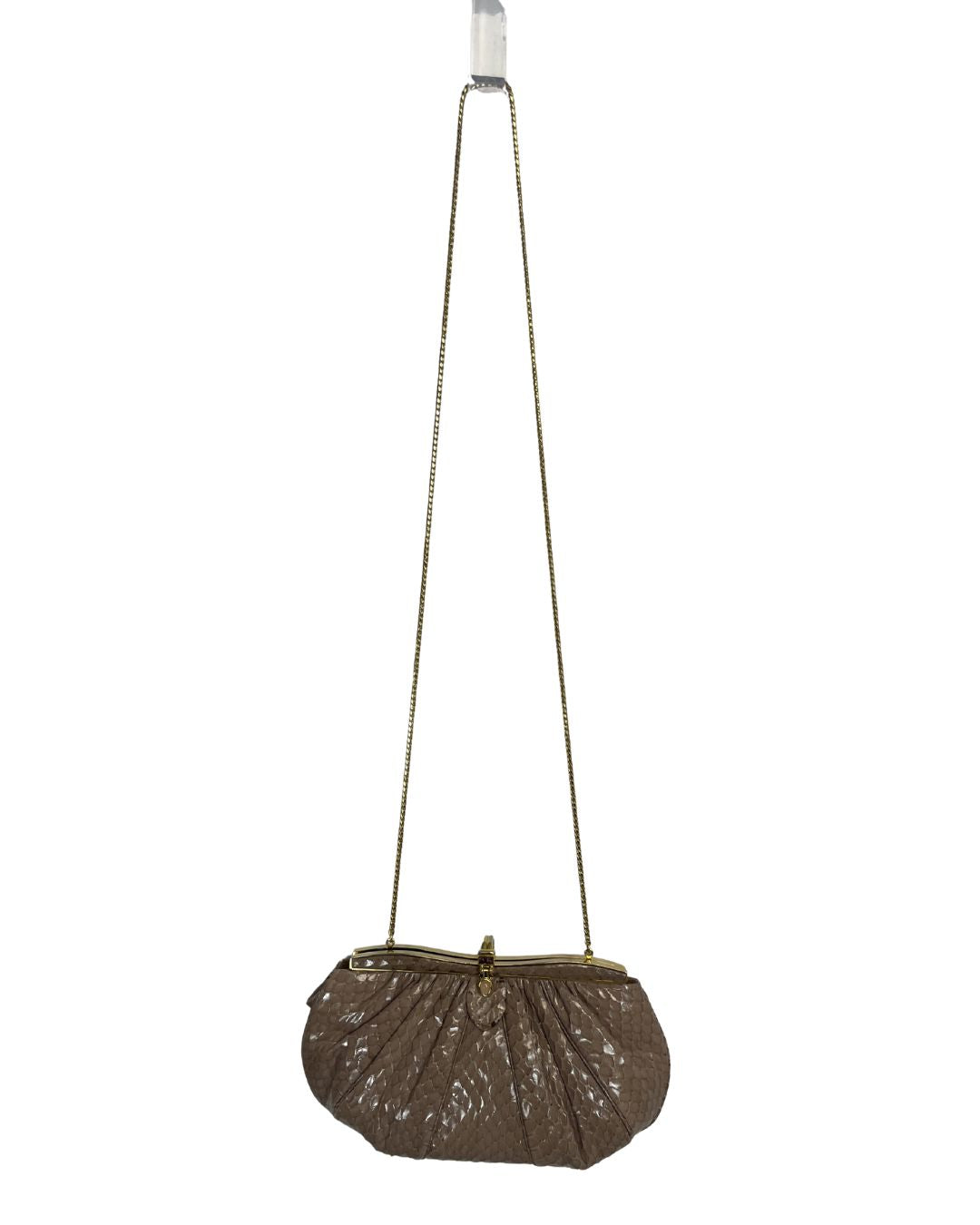 JUDITH LEIBER Vintage Reptile Leather Taupe Clutch