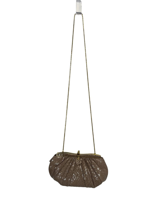 JUDITH LEIBER Vintage Reptile Leather Taupe Clutch