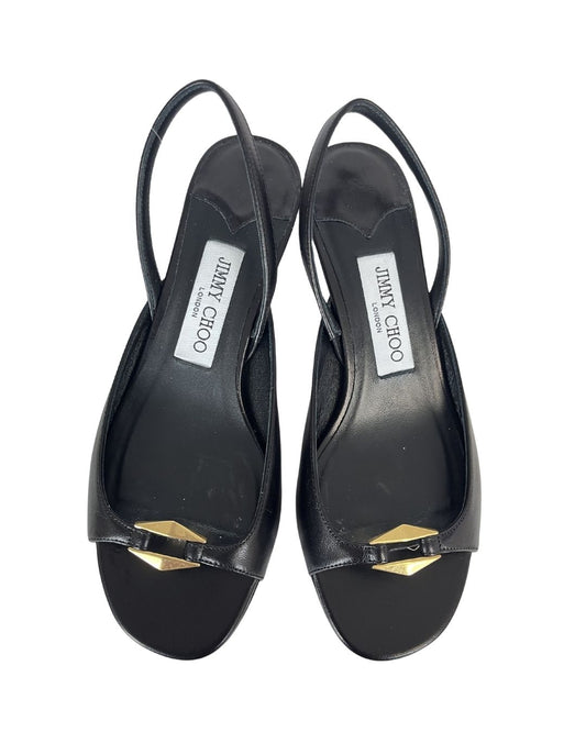 JIMMY CHOO Lev 35mm Slingback Black Heels (Size 6.5)