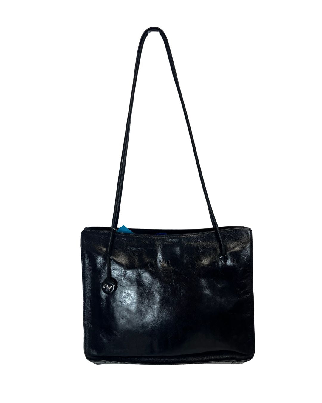 MONSAC Black Leather Shoulder Tote Bag