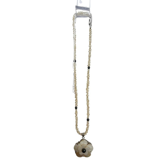 Vintage 18" Baroque Pearl & Carved Mother of Pearl Necklace