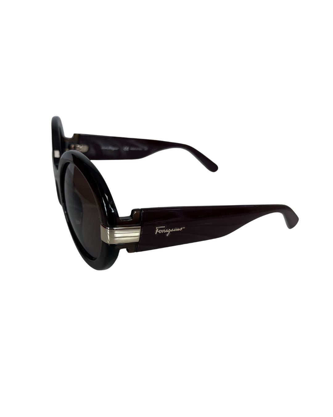 FERRAGAMO SF778S Round Brown Sunglasses