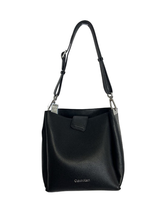CALVIN KLEIN Black Leather Bucket Bag
