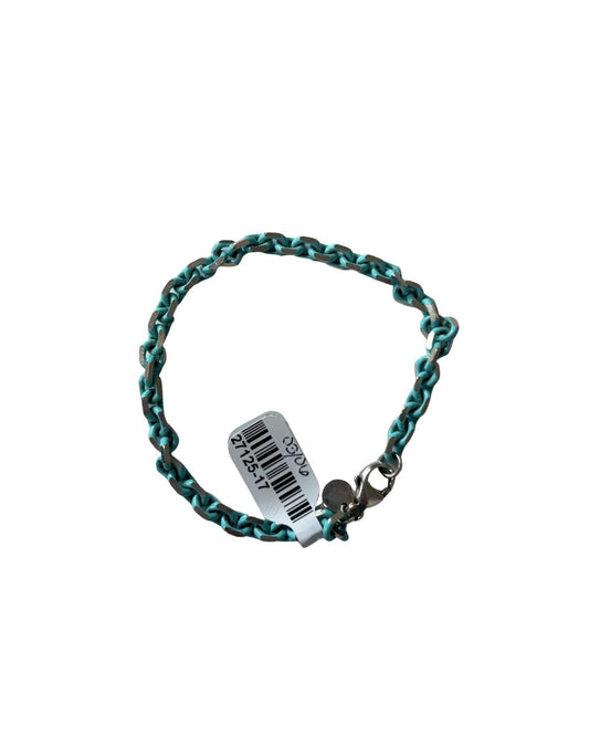 TIFFANY & CO. Blue Enamel Sterling Silver Chain Link Bracelet