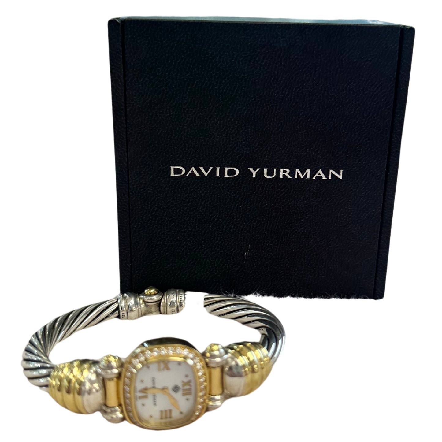 DAVID YURMAN Vintage 18K Yellow Gold Sterling Silver Diamond Watch