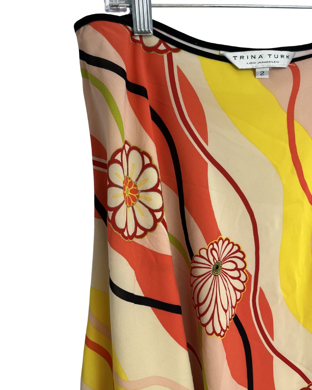 TRINA TURK Silk Floral Asymmetrical Skirt (Size 2)