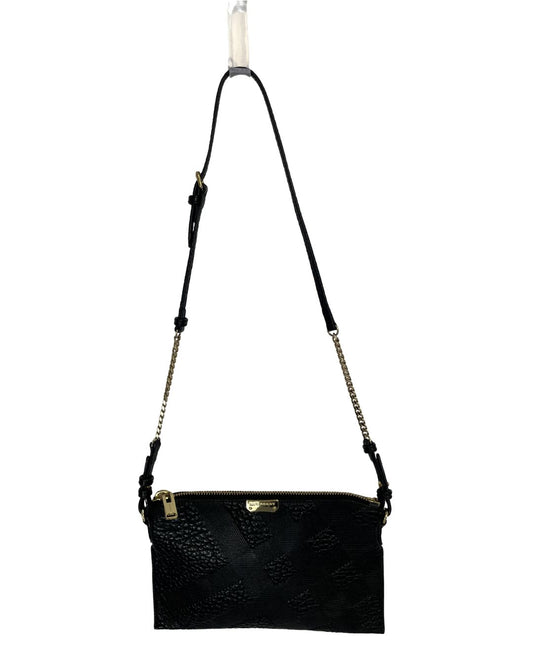 BURBERRY Signature Grain Black Leather Clutch Crossbody Bag Purse