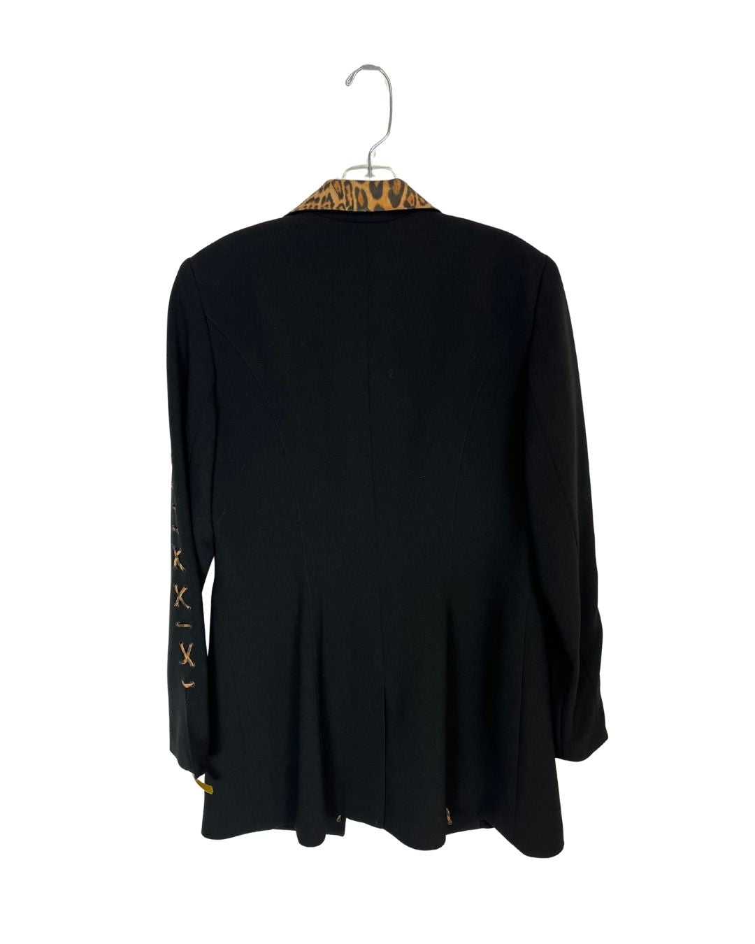 ALBERTO MAKALI Black Leopard Print Blazer & Pants Set (Size 12)