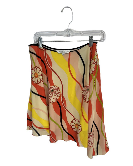 TRINA TURK Silk Floral Asymmetrical Skirt (Size 2)