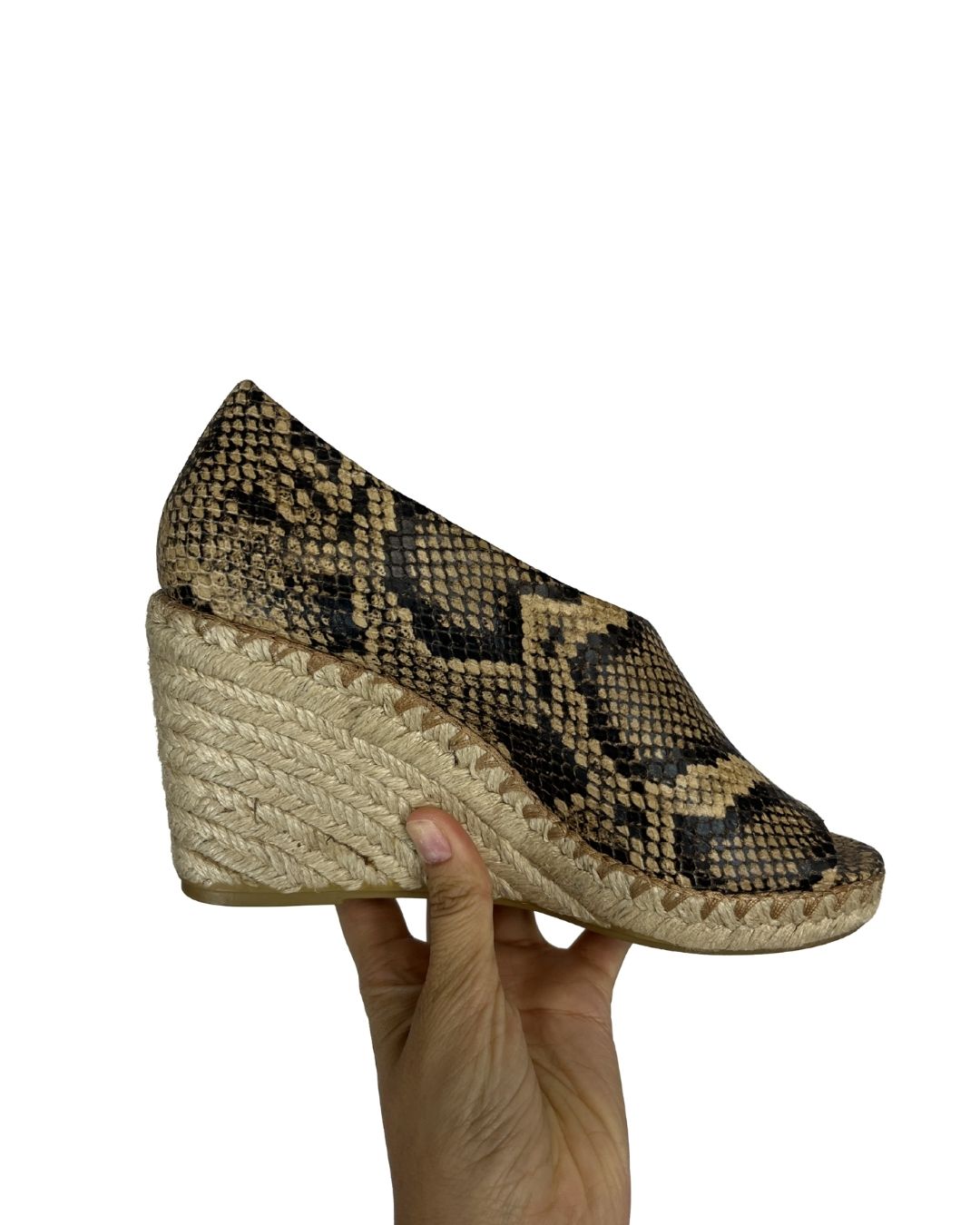 VINCE Snake Skin Peep Toe Wedge Heels (Size 6)