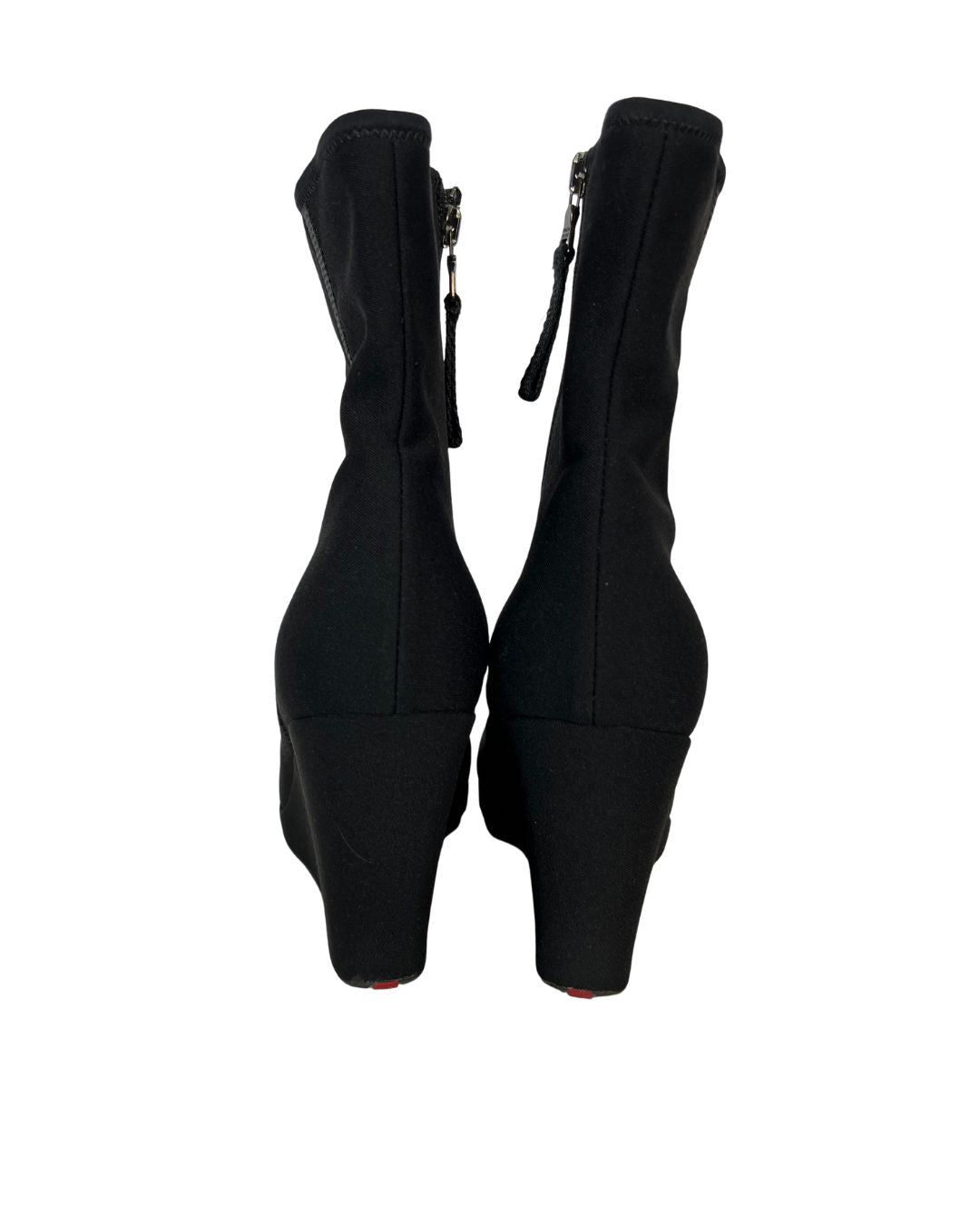 PRADA Sport Black Nylon Wedge Ankle Boots (US 9.5)