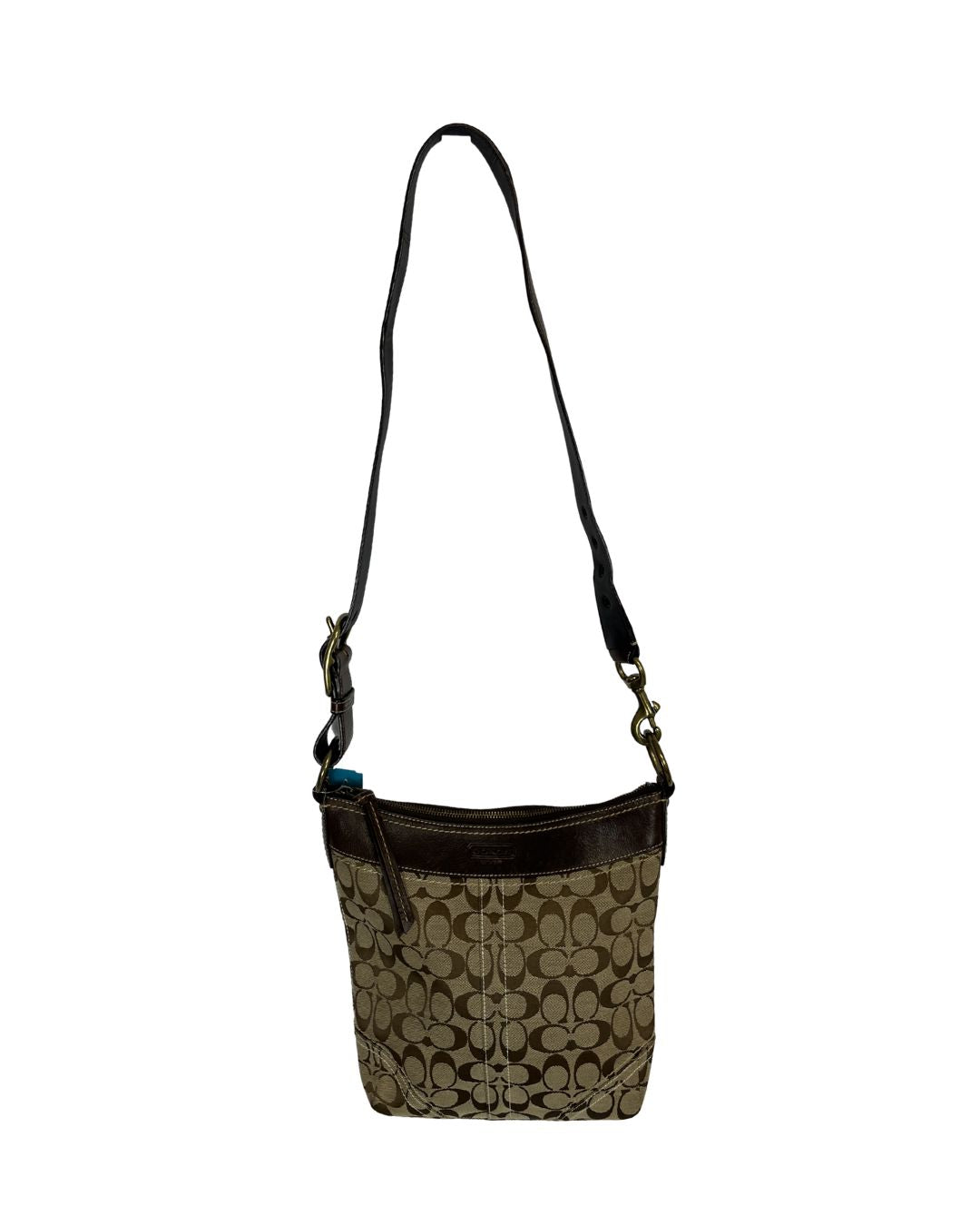 COACH Vintage Signature Logo Canvas Brown Crossbody Shoulder Bag