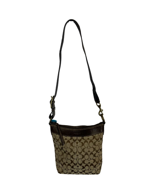 COACH Vintage Signature Logo Canvas Brown Crossbody Shoulder Bag