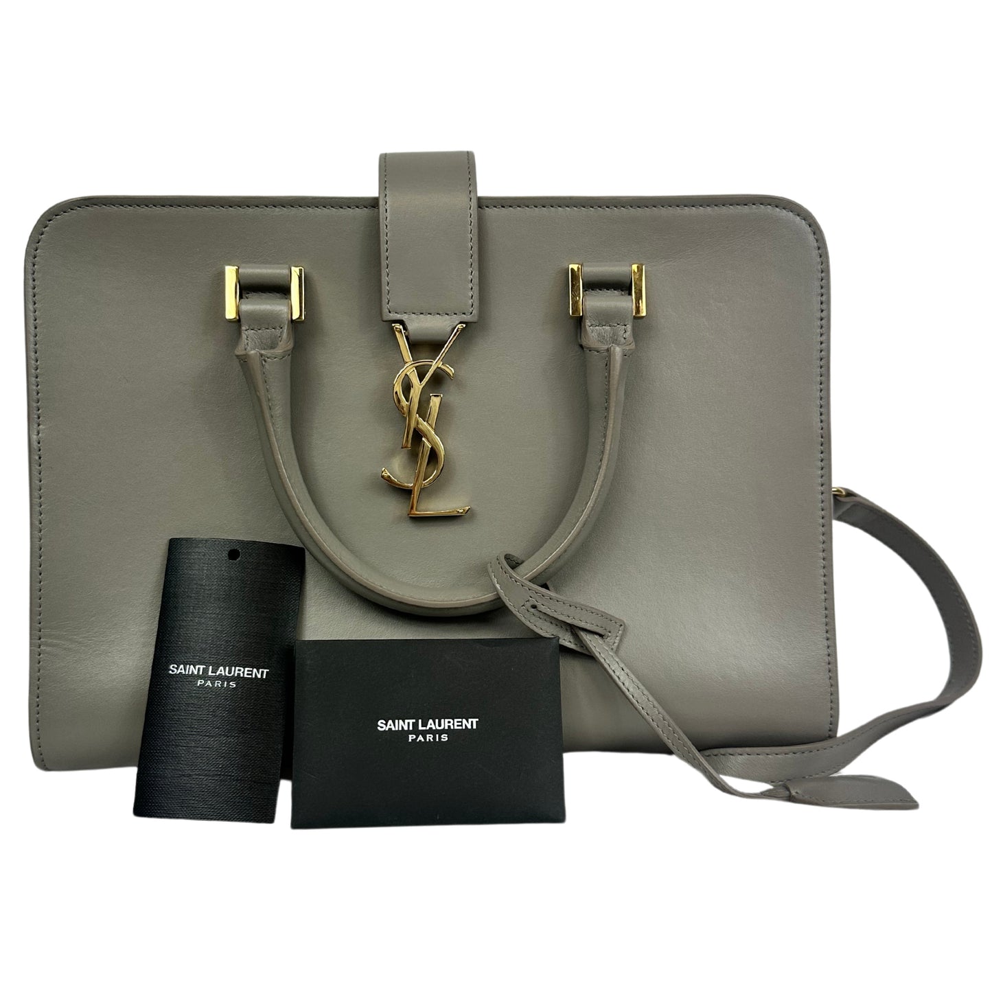 SAINT LAURENT Calfskin Small Monogram Cabas Fog