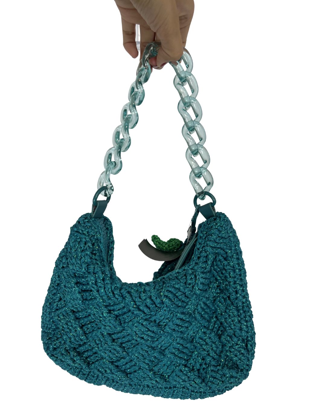 KURT GEIGER London Crochet Teal Handbag