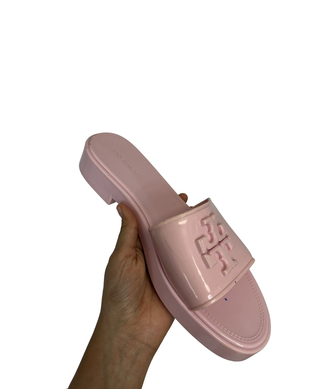 TORY BURCH Eleanor Pink Jelly Slides (Size 7)