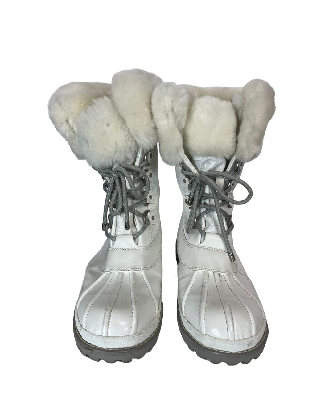 COACH Leonora White Patent Leather Snow Boots (US 10)