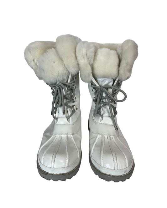 COACH Leonora White Patent Leather Snow Boots (US 10)