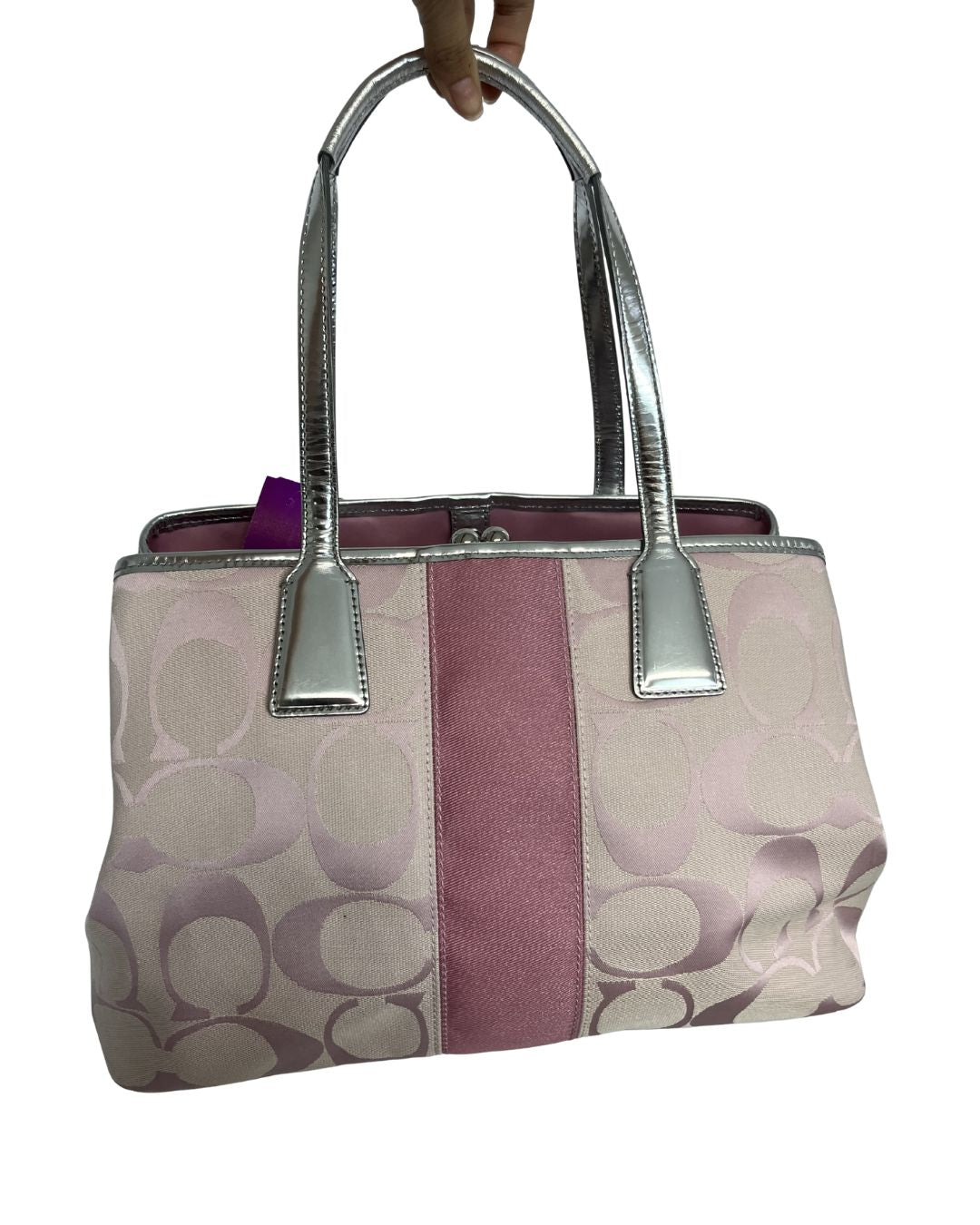 COACH Vintage Signature Stripe Jacquard Pink Shoulder Bag