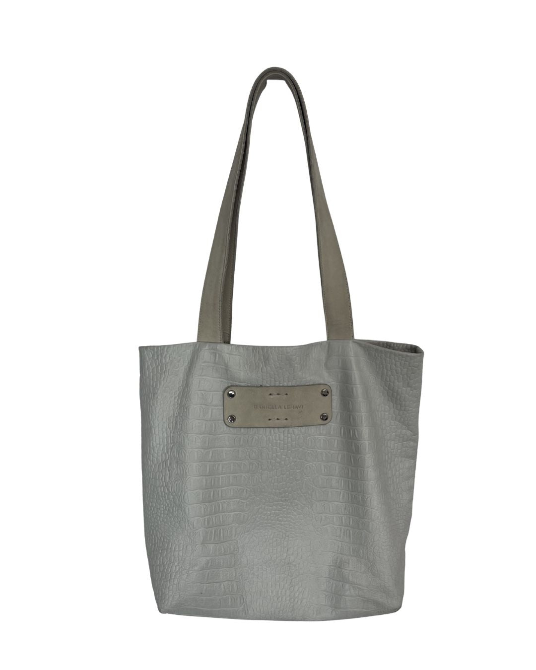 DANIELLA LEHAVI Light Gray Leather Tote Bag