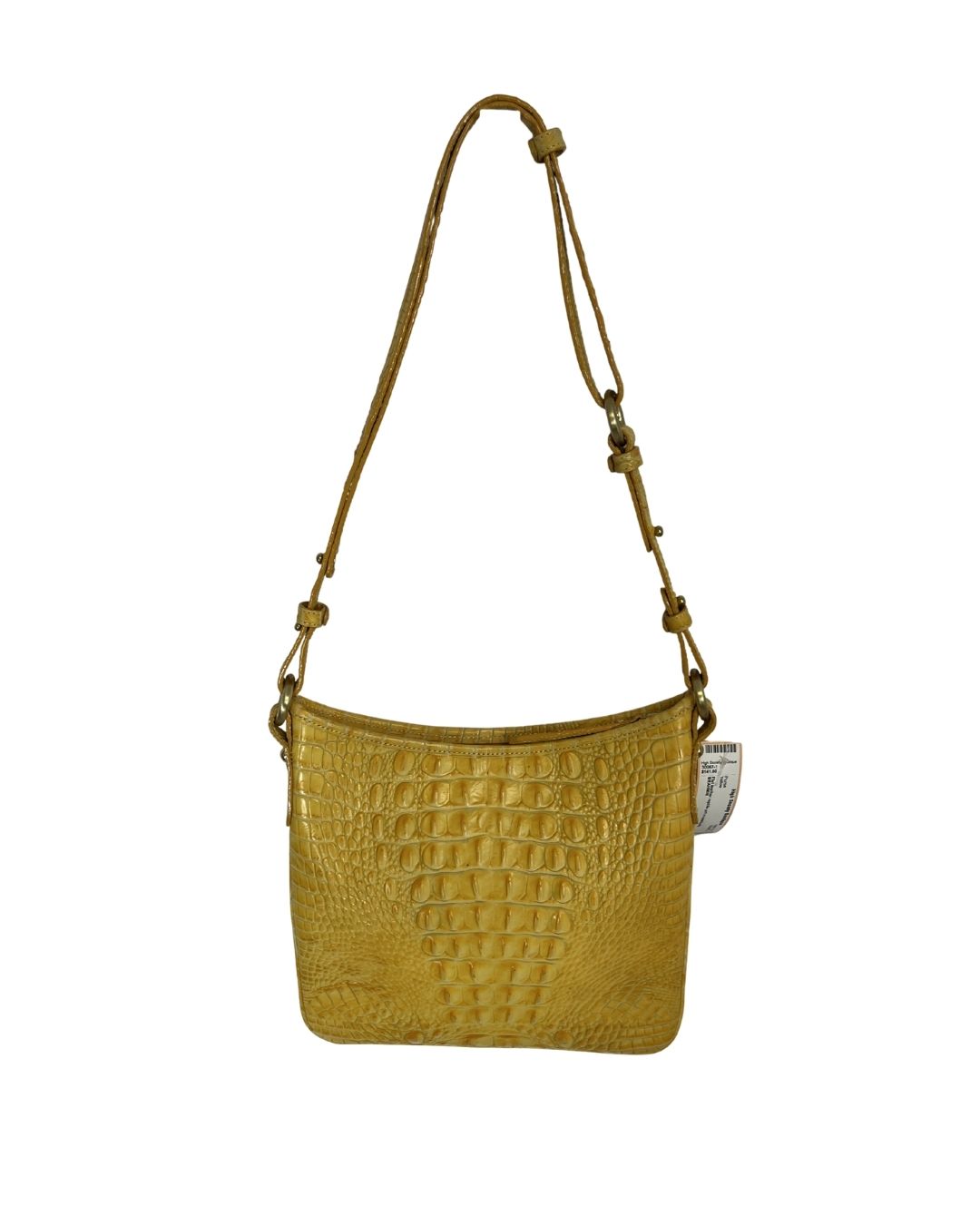 BRAHMIN Yellow Crocodile-Embossed Leather Crossbody Bag