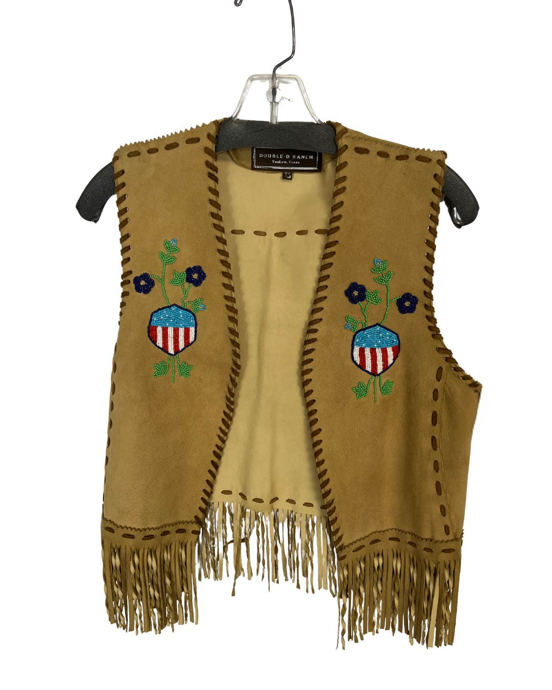 DOUBLE D RANCH Suede Fringe Beaded Vest (Size XS)