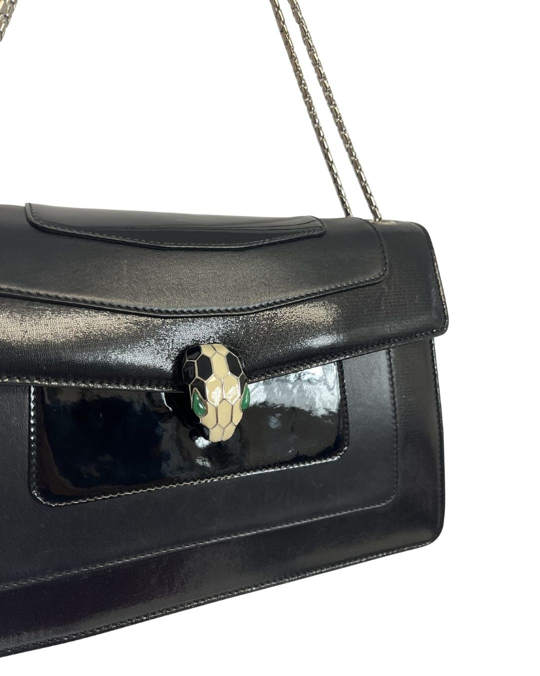 BULGARI Black Leather Serpenti Forever Shoulder Bag