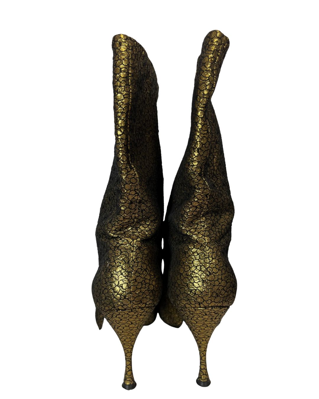 HERBERT LEVINE Metallic Gold Heel Boots (Size 8)