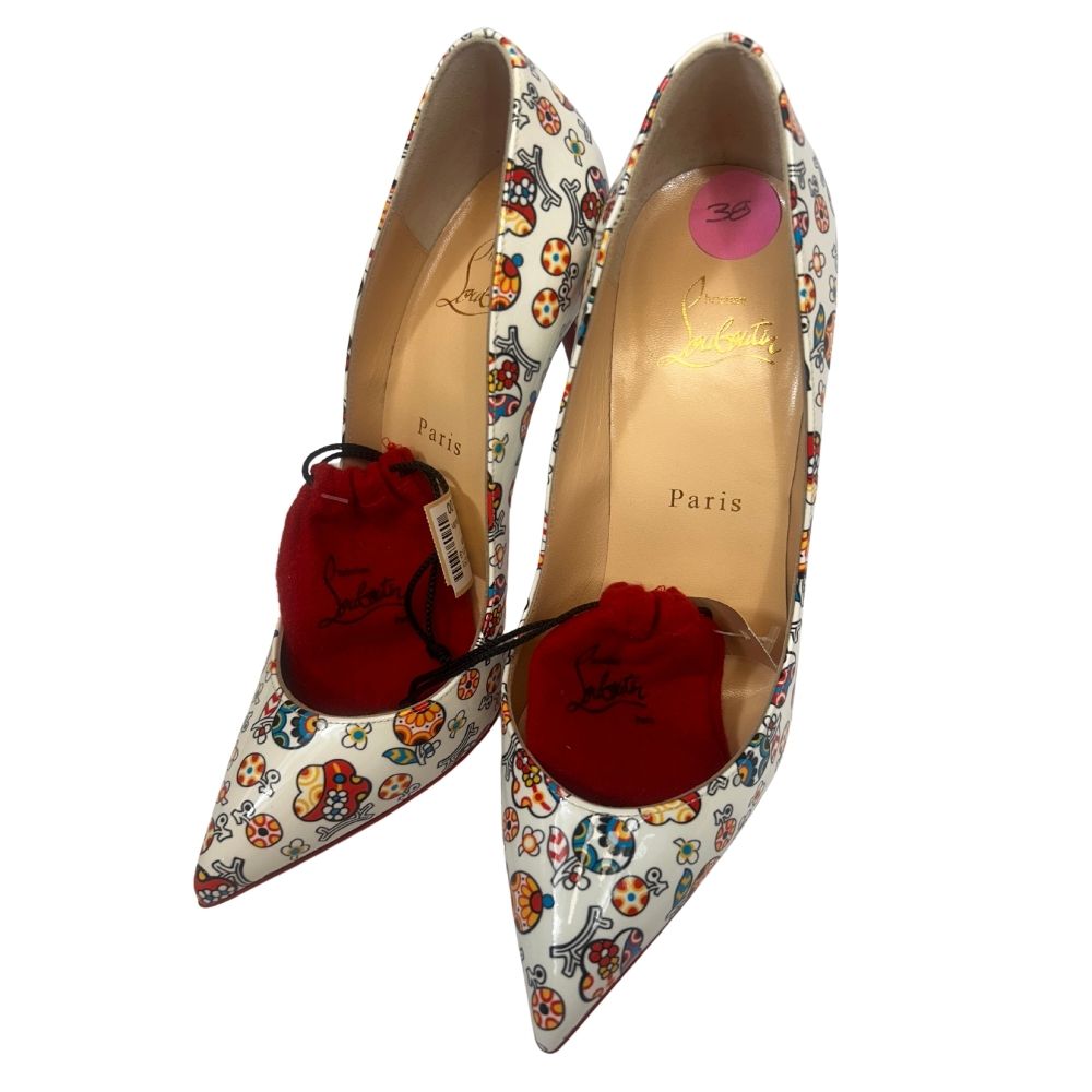 Christian Lou Boutin 38 White Print Shoes