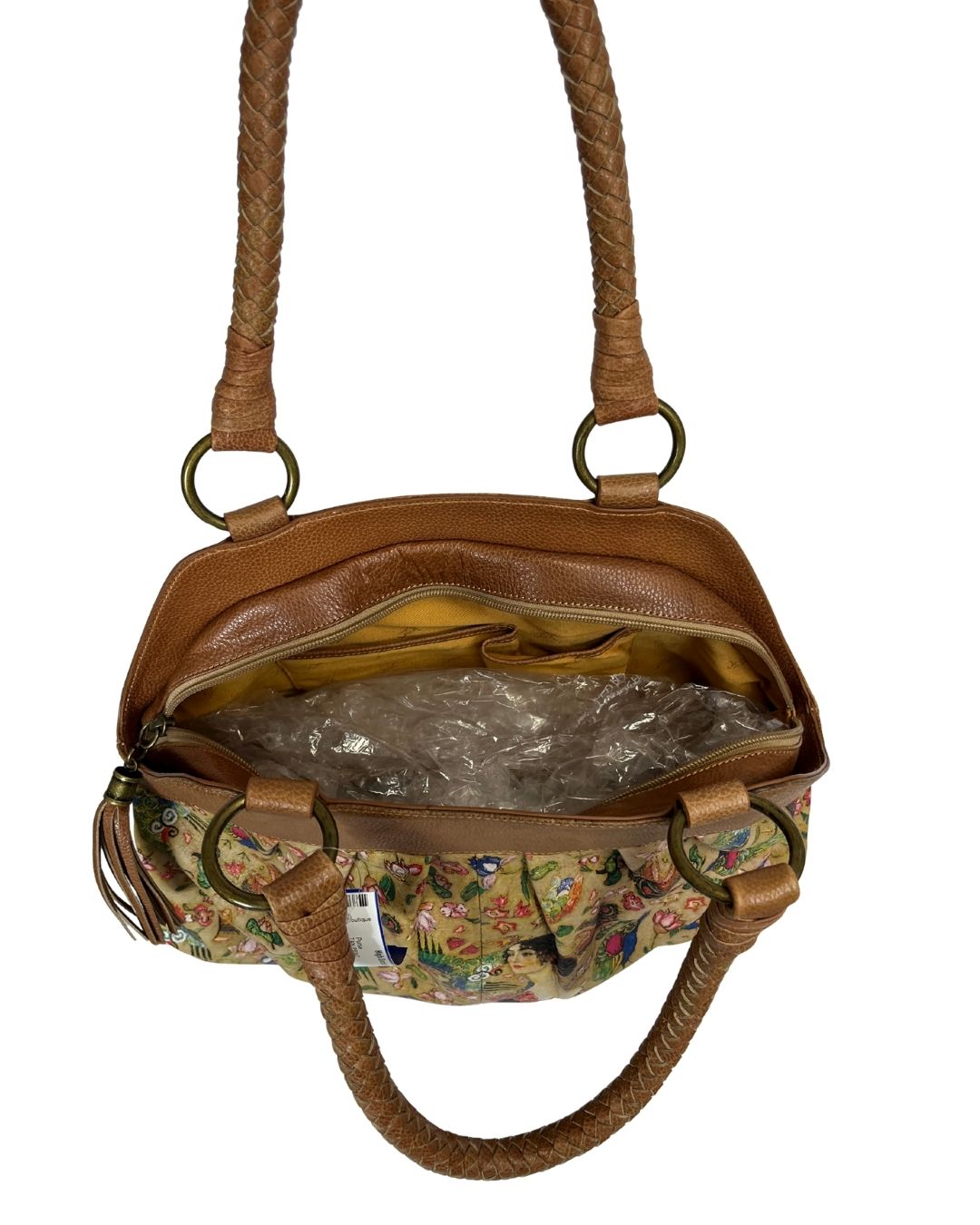 ICON Los Angeles Vintage Brown Leather Gustav Klimt Art Shoulder Bag