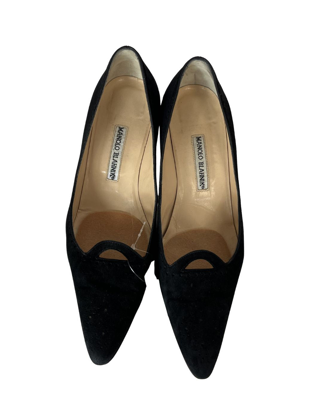 MANOLO BLAHNIK Black Suede Kitten Heels (Size 8.5)