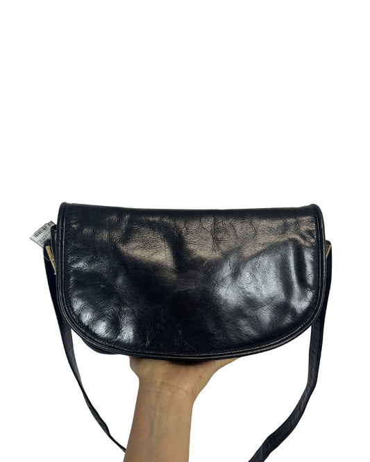 BOTTEGA VENETA Vintage Black Leather Shoulder Bag