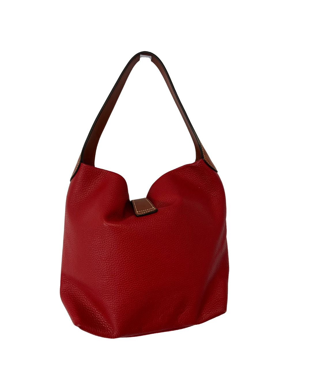 Dooney & Bourke Red Leather Pebble Grain Lock Hobo Bag