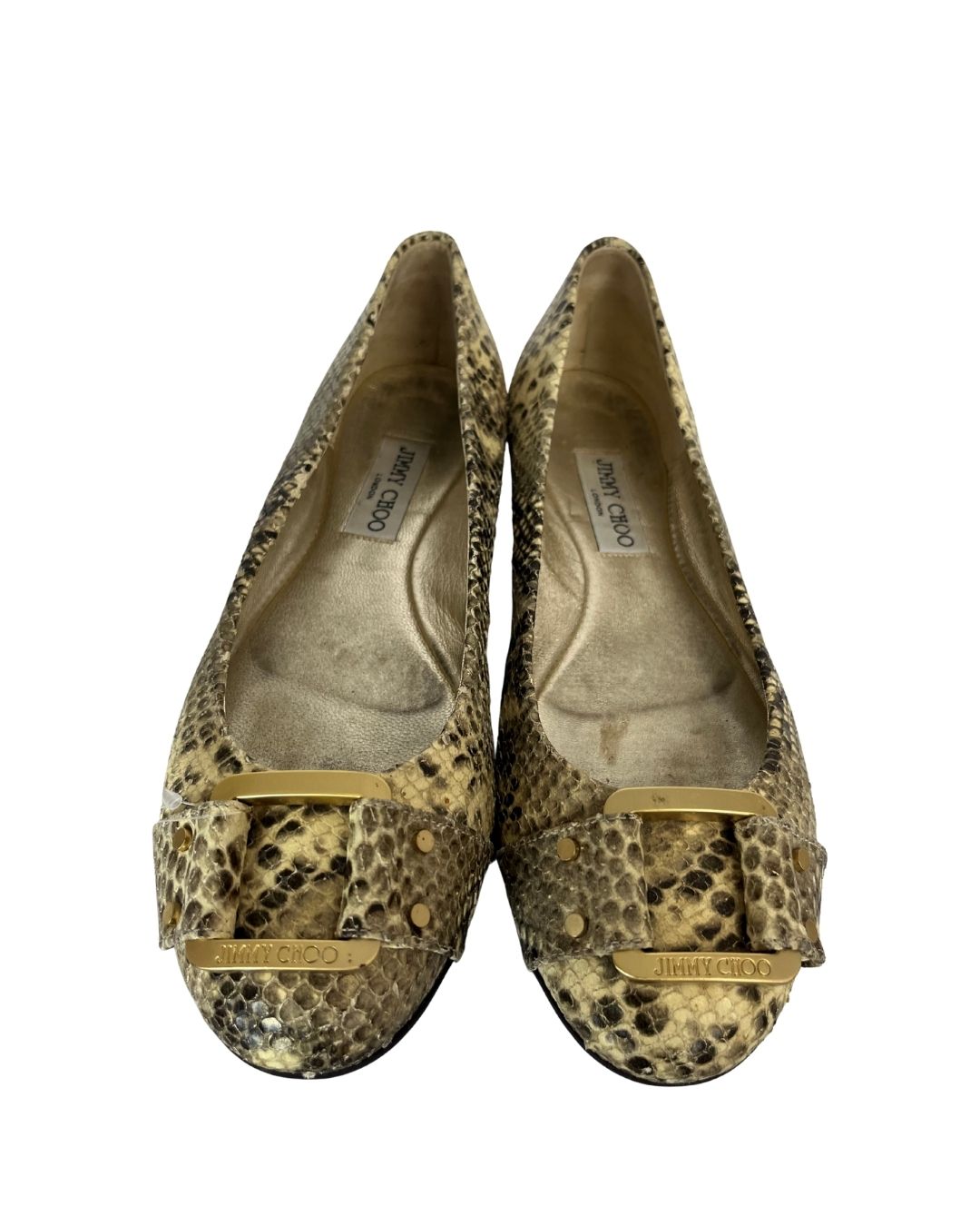 JIMMY CHOO Morse Brown Snakeskin Ballet Flats (Size 10.5)