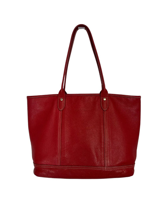 LONGCHAMP Red Leather Tote Bag